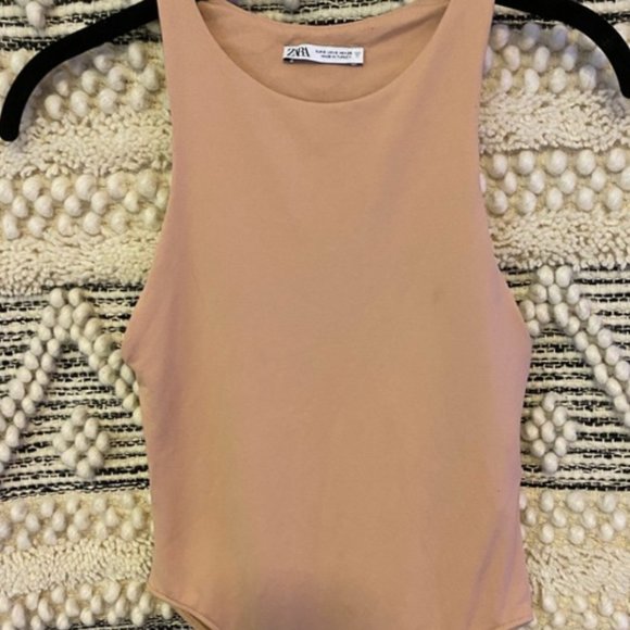 Zara Tops Rosie Huntington Whiteley Zara Nude Halterneck Bodysuit